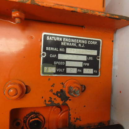 Saturn Engineering 1 Ton Power Beam Hoist Tractor Drive Trolley 19FPM 1PH