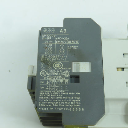 ABB A9-30-10 25A Contactor 2-7.5HP 600V AC 120V Coil Lot Of 2