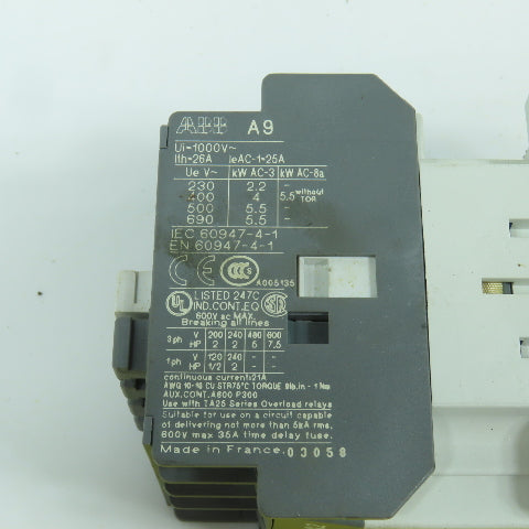 ABB A9-30-10 25A Contactor 2-7.5HP 600V AC 120V Coil Lot Of 2