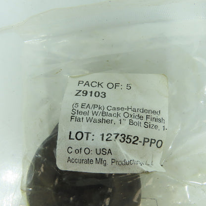 Z9103 Black Steel Washer For 1" Bolts 1.031" ID 2" OD 0.187" Thick Lot Of 15