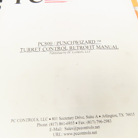 PC Controls PC800 Punch Wizard Turret Control Retrofit Manual