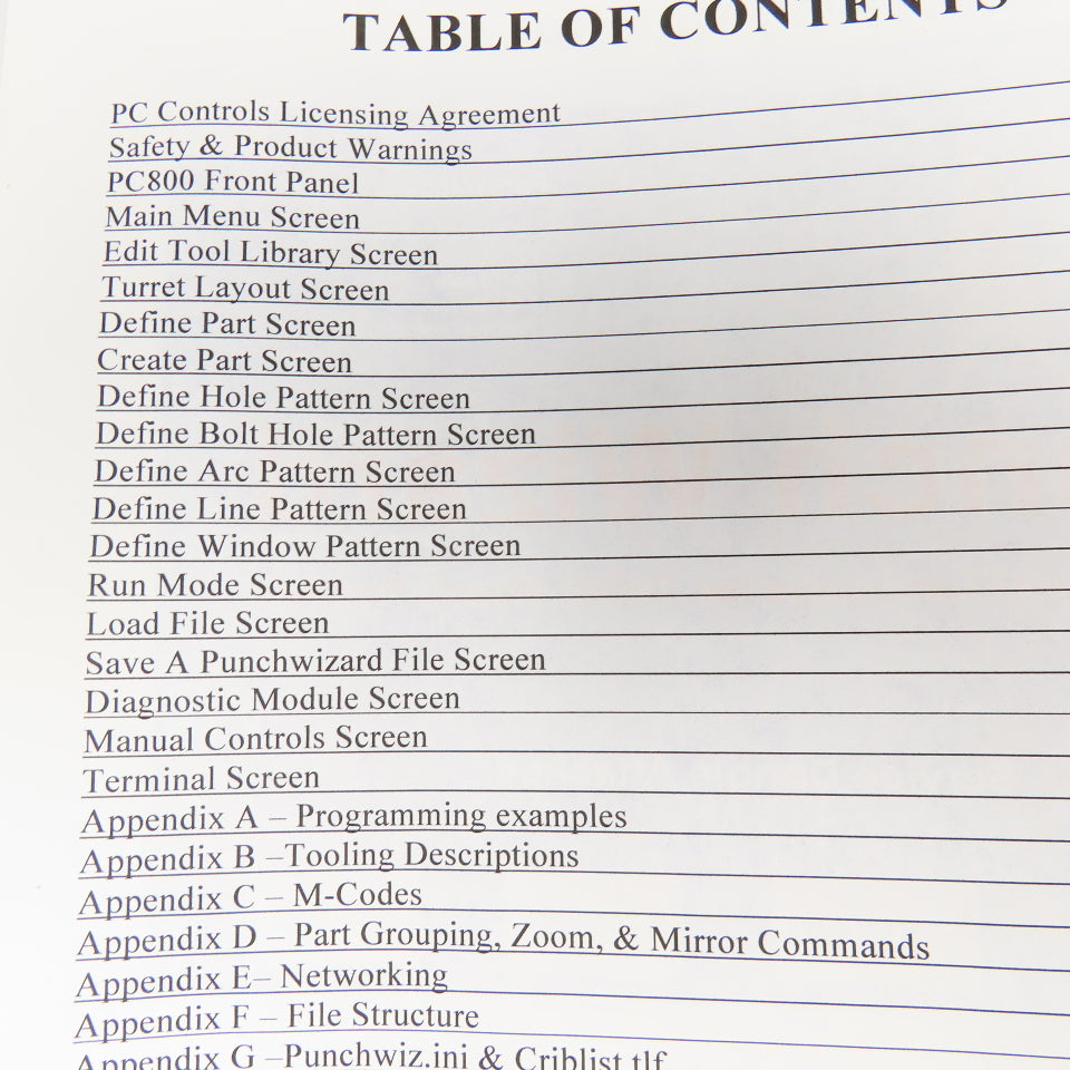 PC Controls PC800 Punch Wizard Turret Control Manual