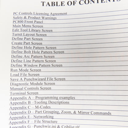 PC Controls PC800 Punch Wizard Turret Control Manual