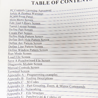 PC Controls PC800 Punch Wizard Turret Control Manual