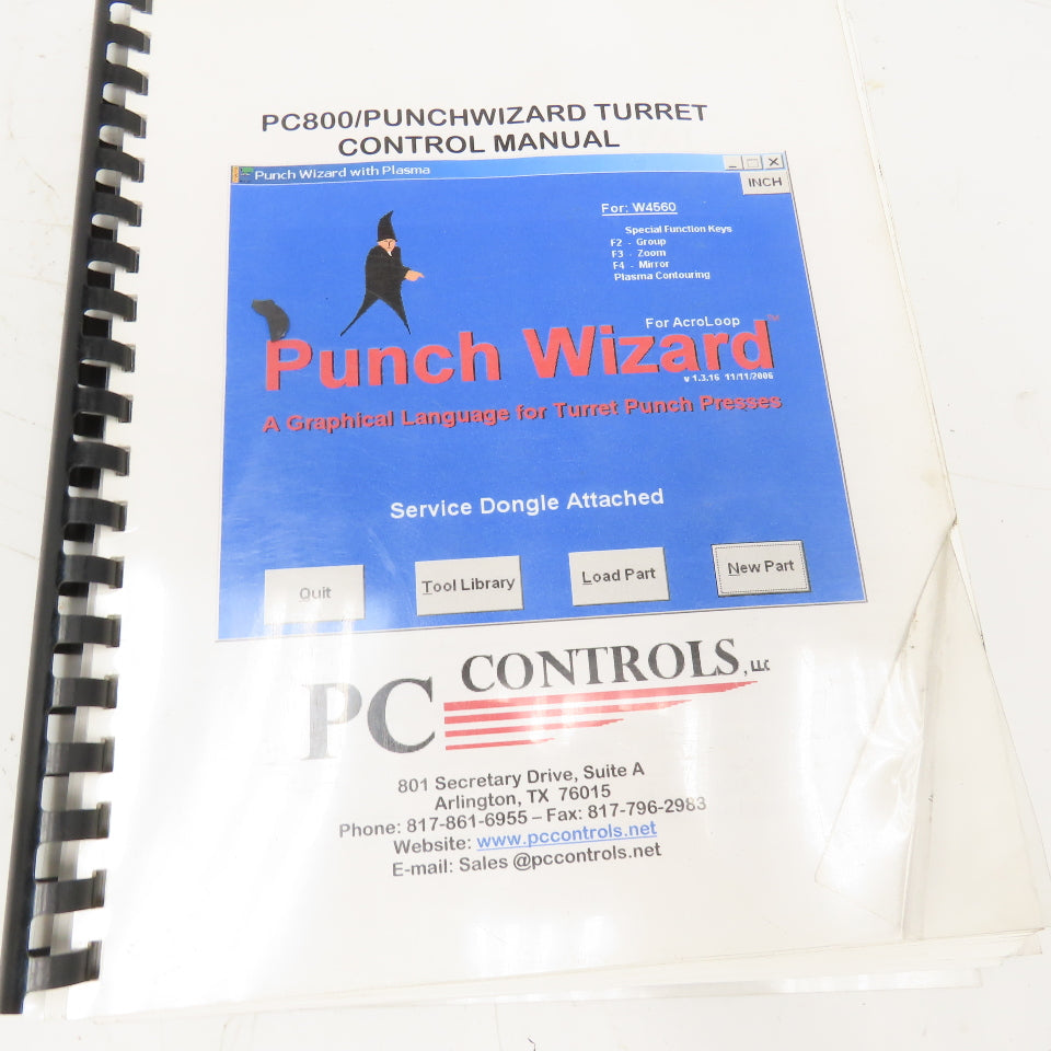 PC Controls PC800 Punch Wizard Turret Control Manual