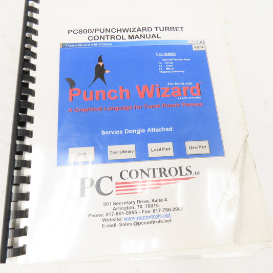 PC Controls PC800 Punch Wizard Turret Control Manual