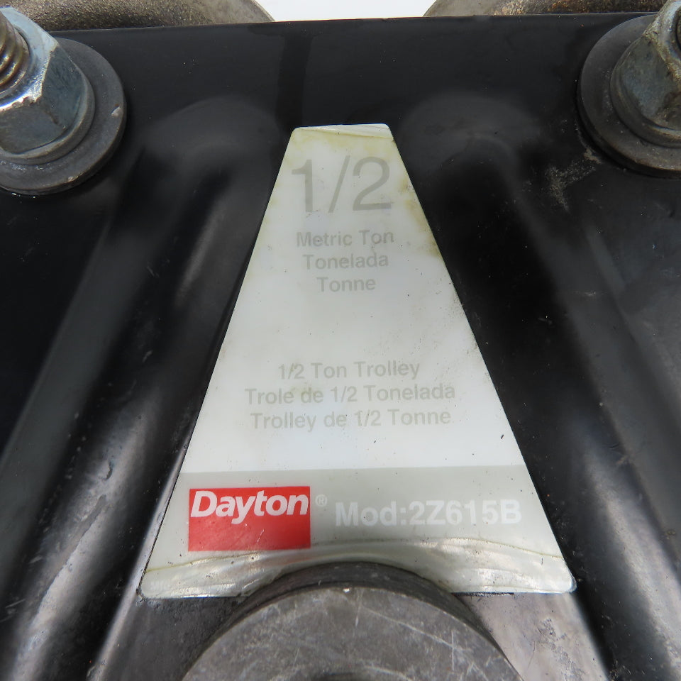 Dayton 2Z615B 1/2 Ton Capacity Push Pull Hoist Trolley 2-1/4"-5" Flange
