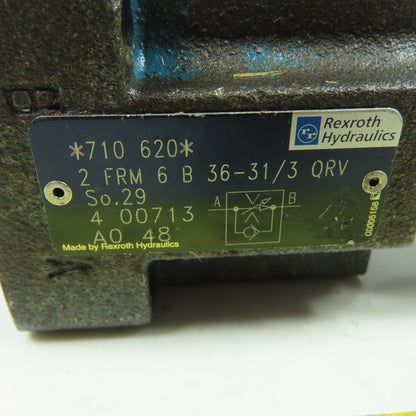 Rexroth 2 FRM 6 B 36-31/3 QRV Hydraulic Flow Control Valve Broken Key In Keyhole