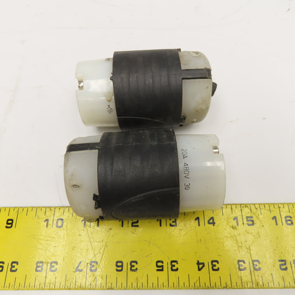 Pass & Seymour L1620C 20A 480V 3 Pole W/ Ground Turnlok Female Plug Lot Of 2