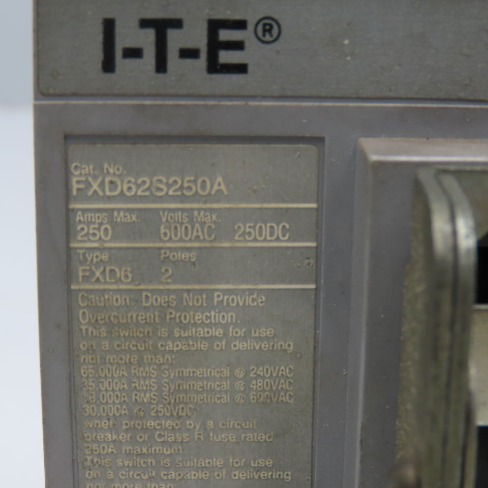 Siemens FXD62S250A 250A 600V 2 Pole Circuit Breaker