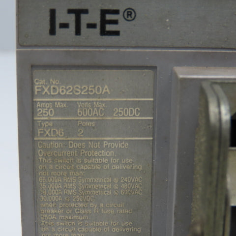 Siemens FXD62S250A 250A 600V 2 Pole Circuit Breaker