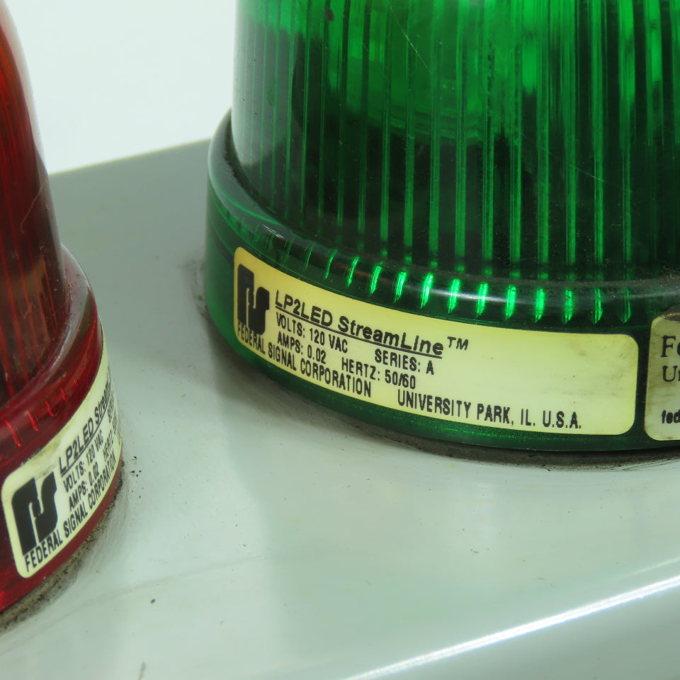 Federal Signal LP2LED 4-Position Red & Green Indicator Lights 120VAC W/Enclosure