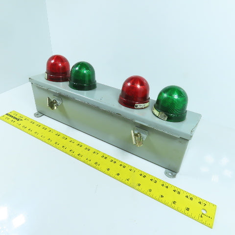Federal Signal LP2LED 4-Position Red & Green Indicator Lights 120VAC W/Enclosure