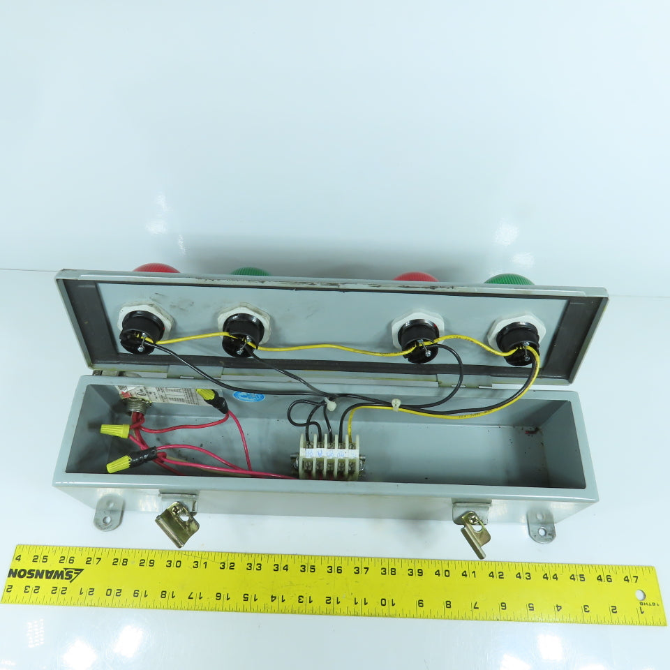 Federal Signal LP2LED 4-Position Red & Green Indicator Lights 120VAC W/Enclosure