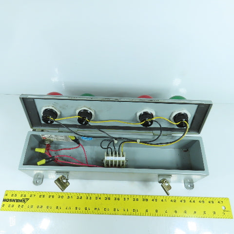 Federal Signal LP2LED 4-Position Red & Green Indicator Lights 120VAC W/Enclosure