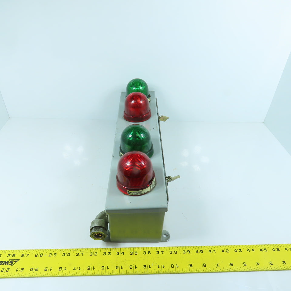 Federal Signal LP2LED 4-Position Red & Green Indicator Lights 120VAC W/Enclosure