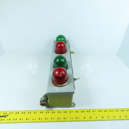 Federal Signal LP2LED 4-Position Red & Green Indicator Lights 120VAC W/Enclosure