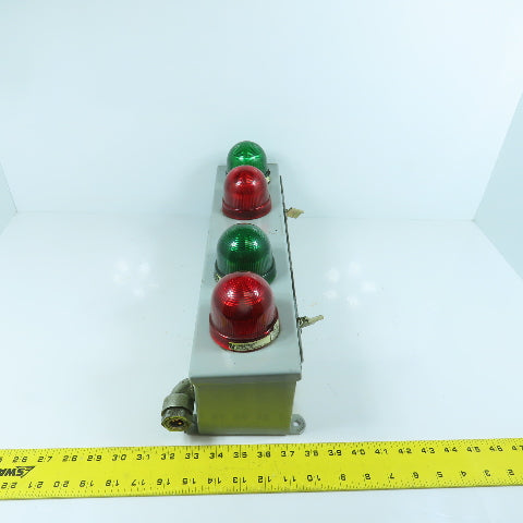 Federal Signal LP2LED 4-Position Red & Green Indicator Lights 120VAC W/Enclosure