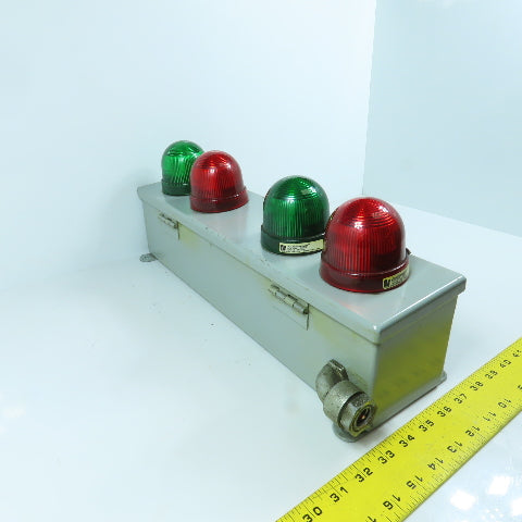 Federal Signal LP2LED 4-Position Red & Green Indicator Lights 120VAC W/Enclosure