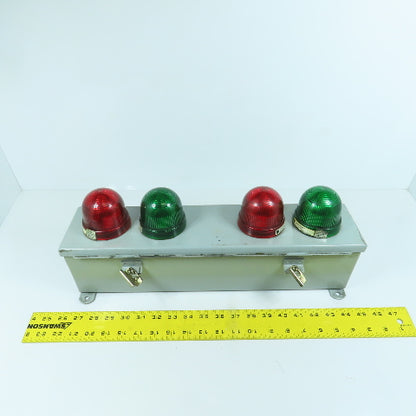 Federal Signal LP2LED 4-Position Red & Green Indicator Lights 120VAC W/Enclosure