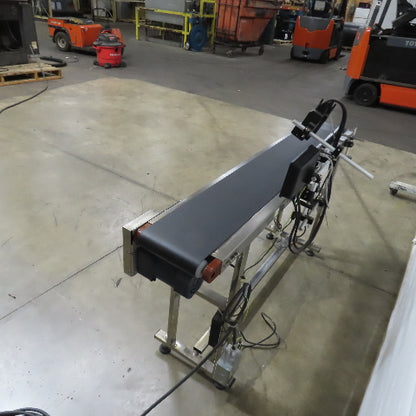 58" x 7-1/2" Wide Stainless Variable Speed Slide Bed Belt Conveyor 1PH W/Printer