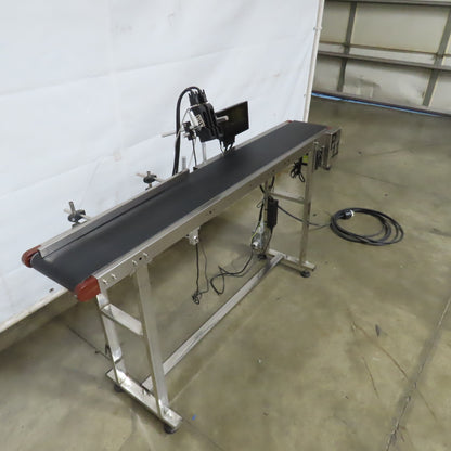 58" x 7-1/2" Wide Stainless Variable Speed Slide Bed Belt Conveyor 1PH W/Printer