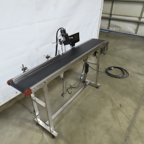58" x 7-1/2" Wide Stainless Variable Speed Slide Bed Belt Conveyor 1PH W/Printer