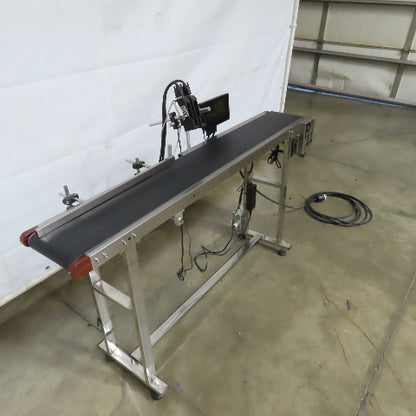 58" x 7-1/2" Wide Stainless Variable Speed Slide Bed Belt Conveyor 1PH W/Printer