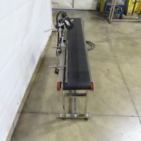 58" x 7-1/2" Wide Stainless Variable Speed Slide Bed Belt Conveyor 1PH W/Printer
