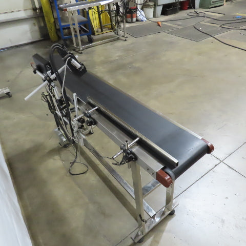 58" x 7-1/2" Wide Stainless Variable Speed Slide Bed Belt Conveyor 1PH W/Printer