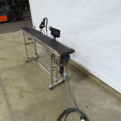 58" x 7-1/2" Wide Stainless Variable Speed Slide Bed Belt Conveyor 1PH W/Printer