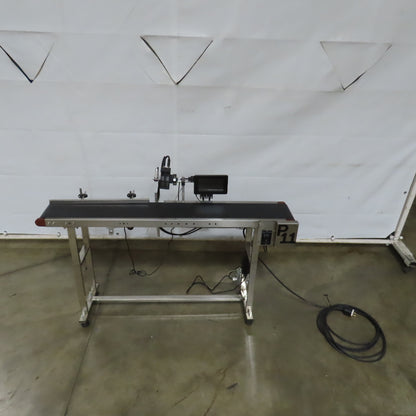 58" x 7-1/2" Wide Stainless Variable Speed Slide Bed Belt Conveyor 1PH W/Printer