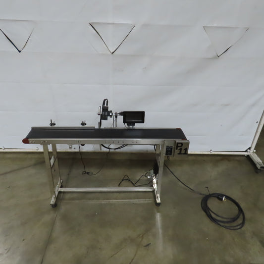 58" x 7-1/2" Wide Stainless Variable Speed Slide Bed Belt Conveyor 1PH W/Printer