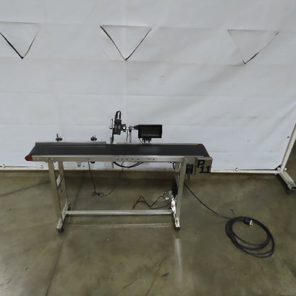 58" x 7-1/2" Wide Stainless Variable Speed Slide Bed Belt Conveyor 1PH W/Printer