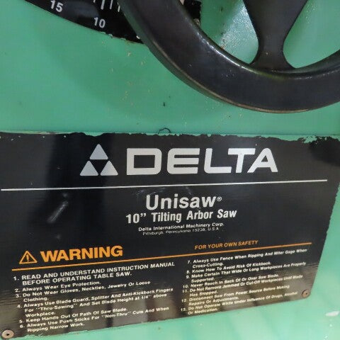 Delta 34-807 10" Tilting (*) Arbor Table Saw 208/230-460V 3Ph Modified See Info