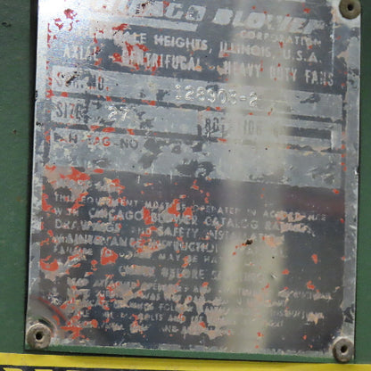 Chicago Blower Size 27 40Hp 230/460V 3Ph 1775RPM Backward Incline Blower