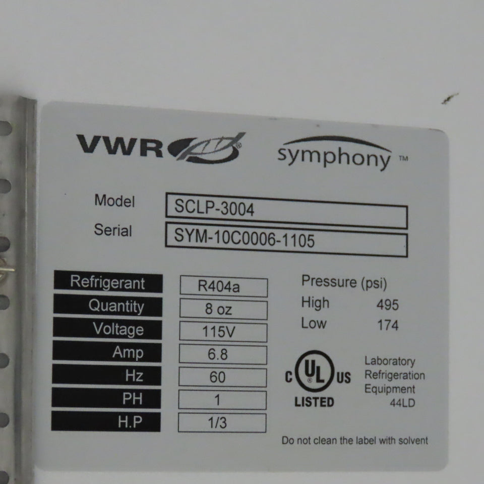 VWR SCLP-3004 Symphony Laboratory Refrigerator 115V 1Ph Tested