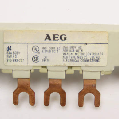 AEG 910-293-207 600V 65A Bus Bar Type MBS 25 Manual Motor Controllers