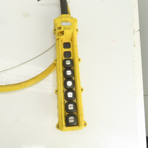 Konecranes 6-Button (8-Space) Hoist Crane & Trolley Control Pendant W/ 9' Lead