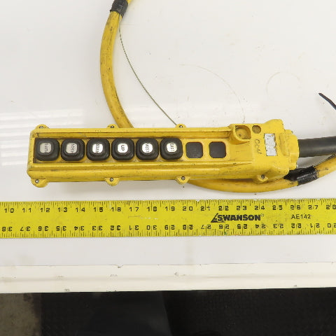 Konecranes 6-Button (8-Space) Hoist Crane & Trolley Control Pendant W/ 9' Lead