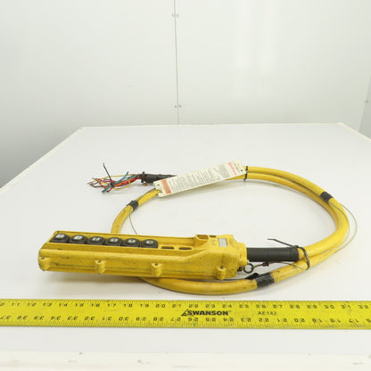 Konecranes 6-Button (8-Space) Hoist Crane & Trolley Control Pendant W/ 9' Lead