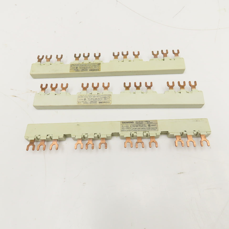 Siemens 3VU9135-1AB04 600V 65A Bus Bar For Type 3VU13 Motor Starters Lot Of 3