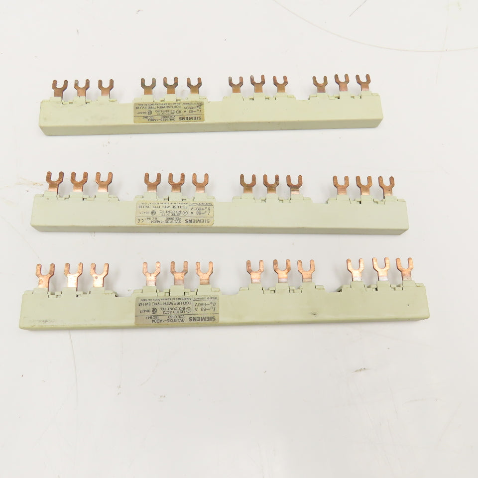 Siemens 3VU9135-1AB04 600V 65A Bus Bar For Type 3VU13 Motor Starters Lot Of 3