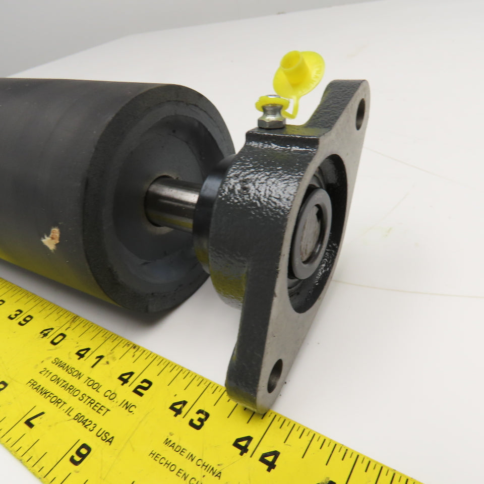 3-7/16" OD Lagged Crowned Conveyor Belt Drum #40 Chain Drive Roller 14-3/4" OAL