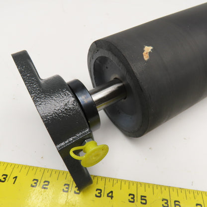 3-7/16" OD Lagged Crowned Conveyor Belt Drum #40 Chain Drive Roller 14-3/4" OAL