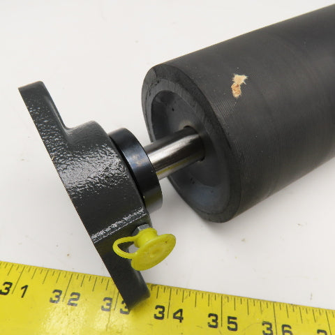 3-7/16" OD Lagged Crowned Conveyor Belt Drum #40 Chain Drive Roller 14-3/4" OAL
