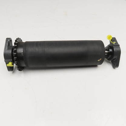 3-7/16" OD Lagged Crowned Conveyor Belt Drum #40 Chain Drive Roller 14-3/4" OAL