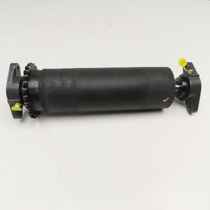 3-7/16" OD Lagged Crowned Conveyor Belt Drum #40 Chain Drive Roller 14-3/4" OAL