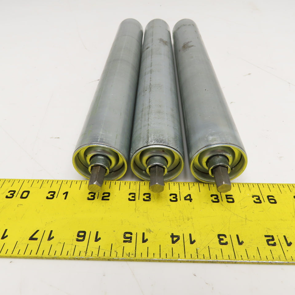 1-3/8" OD x 10-3/16" BF Gravity Conveyor Roller 11" OAL Lot Of 3