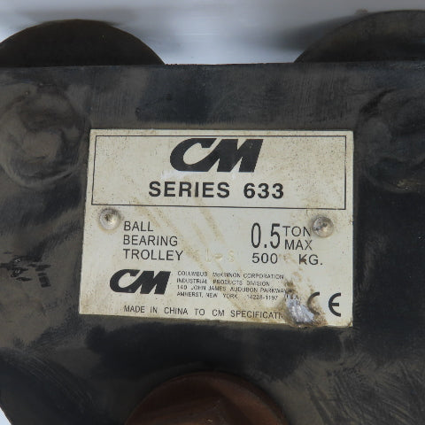 CM Series 633 1/2 Ton Push/Pull Ball Bearing Hoist Beam Trolley 2-1/2"-6-1/4"